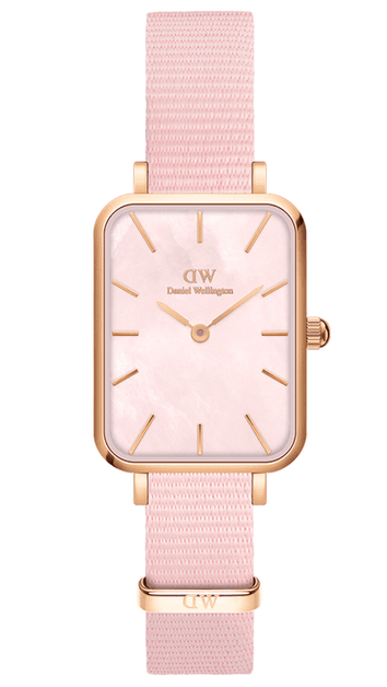 Buy Shop Daniel Wellington Quadro Pressed Mother of Pearl Pink Dial Pink Nylon Strap Watch For Women - DW00100509 USA Online