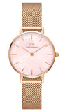 Buy Shop Daniel Wellington Petite Melrose Mother of Pearl Pink Dial Pink Mesh Strap Watch For Women - DW00100513 USA Online