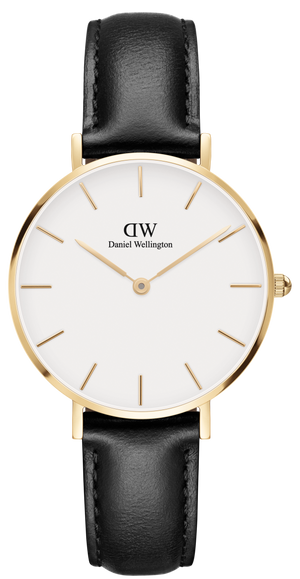 Buy Shop Daniel Wellington Classic Petite Sheffield White Dial Black Leather Strap Watch For Women - DW00100230 USA Online
