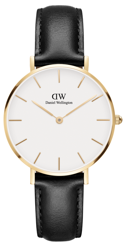 Buy Shop Daniel Wellington Classic Petite Sheffield White Dial Black Leather Strap Watch For Women - DW00100230 USA Online