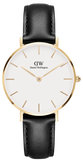 Buy Shop Daniel Wellington Classic Petite Sheffield White Dial Black Leather Strap Watch For Women - DW00100230 USA Online