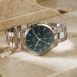 Buy Shop Daniel Wellington Iconic Chronograph Link Blue Dial Silver Steel Strap Watch For Men - DW00100644 USA Online