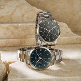 Buy Shop Daniel Wellington Iconic Chronograph Link Blue Dial Silver Steel Strap Watch For Men - DW00100644 USA Online