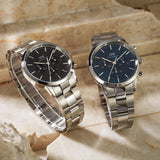 Buy Shop Daniel Wellington Iconic Chronograph Link Blue Dial Silver Steel Strap Watch For Men - DW00100644 USA Online