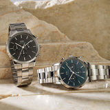 Buy Shop Daniel Wellington Iconic Chronograph Link Black Dial Silver Steel Strap Watch For Men - DW00100645 USA Online