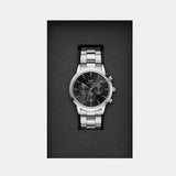 Buy Shop Daniel Wellington Iconic Chronograph Link Black Dial Silver Steel Strap Watch For Men - DW00100645 USA Online