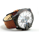 Buy Shop Diesel Mega Chief Chronograph White Dial Brown Leather Strap Watch For Men - DZ4280 USA Online