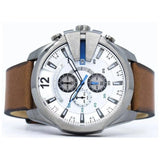 Buy Shop Diesel Mega Chief Chronograph White Dial Brown Leather Strap Watch For Men - DZ4280 USA Online