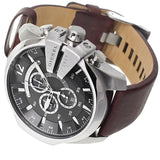 Buy Shop Diesel Mega Chief Chronograph Black Dial Brown Leather Strap Watch For Men - DZ4290 USA Online
