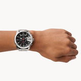 Buy Shop Diesel Mega Chief Chronograph Black Dial Silver Steel Strap Watch For Men - DZ4308 USA Online