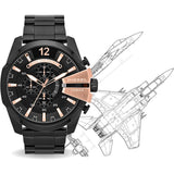 Buy Shop Diesel Mega Chief Chronograph Black Dial Black Steel Strap Watch For Men - DZ4309 USA Online