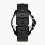 Buy Shop Diesel Mega Chief Chronograph Black Dial Black Leather Strap Watch For Men - DZ4323 USA Online