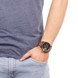 Buy Shop Diesel Mega Chief Chronograph Black Dial Brown Leather Strap Watch For Men - DZ4343 USA Online