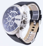 Buy Shop Diesel Mega Chief Chronograph Blue Dial Black Leather Strap Watch For Men - DZ4423 USA Online