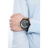 Diesel Mega Chief Grey Dial Brown Leather Strap Watch For Men - DZ4463