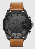Buy Shop Diesel Mega Chief Chronograph Grey Dial Brown Leather Strap Watch For Men - DZ4463 USA Online