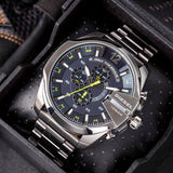 Buy Shop Diesel Mega Chief Chronograph Blue Dial Silver Steel Strap Watch For Men - DZ4465 USA Online