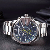Buy Shop Diesel Mega Chief Chronograph Blue Dial Silver Steel Strap Watch For Men - DZ4465 USA Online