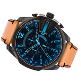 Buy Shop Diesel Mega Chief Chronograph Black Dial Brown Leather Strap Watch For Men - DZ4476 USA Online
