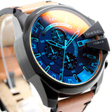 Buy Shop Diesel Mega Chief Chronograph Black Dial Brown Leather Strap Watch For Men - DZ4476 USA Online