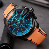 Buy Shop Diesel Mega Chief Chronograph Black Dial Brown Leather Strap Watch For Men - DZ4476 USA Online