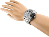 Diesel Mega Chief Chronograph Silver Dial Silver Steel Strap Watch For Men - DZ4501