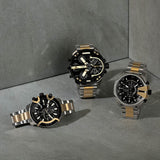 Buy Shop Diesel Mega Chief Chronograph Black Dial Two Tone Steel Strap Watch For Men - DZ4581 USA Online