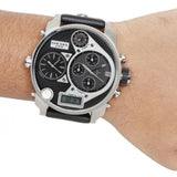 Buy Shop Diesel Mr Daddy Chronograph White Dial Black Leather Strap Watch For Men - DZ7125 USA Online