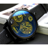 Buy Shop Diesel Big Daddy Blue Dial Black Leather Strap Watch For Men - DZ7127 USA Online