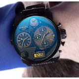 Buy Shop Diesel Big Daddy Blue Dial Black Leather Strap Watch For Men - DZ7127 USA Online