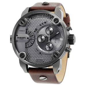 Buy Shop Diesel Little Daddy SBA Small Sized Grey Dial Brown Leather Strap Watch For Men - DZ7258 USA Online