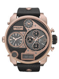 Buy Shop Diesel Big Daddy Gold & Black Dial Black Leather Strap Watch For Men - DZ7261 USA Online