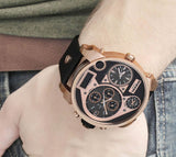 Buy Shop Diesel Big Daddy Gold & Black Dial Black Leather Strap Watch For Men - DZ7261 USA Online