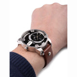 Buy Shop Diesel SBA Dual Time Black Dial Brown Leather Strap Watch For Men - DZ7264 USA Online