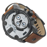 Buy Shop Diesel SBA Dual Time Chronograph White Dial Brown Leather Strap Watch For Men - DZ7269 USA Online