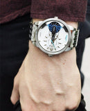 Buy Shop Diesel Mini Daddy Dual Time Silver Dial Stainless Steel Watch For Men - DZ7305 USA Online