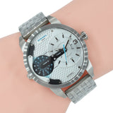 Buy Shop Diesel Mini Daddy Dual Time Silver Dial Stainless Steel Watch For Men - DZ7305 USA Online