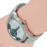 Buy Shop Diesel Mini Daddy Dual Time Silver Dial Stainless Steel Watch For Men - DZ7305 USA Online