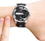 Buy Shop Diesel Mini Daddy Black Silver Dial Black Leather Strap Watch For Men - DZ7307 USA Online