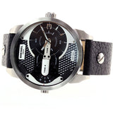 Buy Shop Diesel Mini Daddy Black Silver Dial Black Leather Strap Watch For Men - DZ7307 USA Online