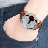 Buy Shop Diesel Mini Daddy Silver Dial Brown Leather Strap Watch For Men - DZ7309 USA Online