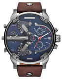 Buy Shop Diesel Mr Daddy Chronograph Blue Dial Brown Leather Strap Watch For Men - DZ7314 USA Online