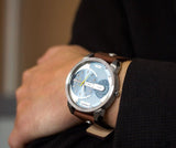 Buy Shop Diesel Mini Daddy LIght Blue Dial Brown Leather Strap Watch For Men - DZ7321 USA Online