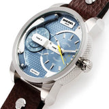 Buy Shop Diesel Mini Daddy LIght Blue Dial Brown Leather Strap Watch For Men - DZ7321 USA Online