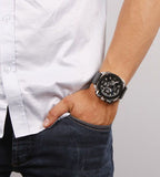 Buy Shop Diesel BAMF Chronograph Black Dial Black Leather Strap Watch For Men - DZ7345 USA Online