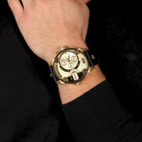 Buy Shop Diesel Mr Daddy Gold Dial Black Leather Strap Watch For Men - DZ7363 USA Online