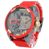 Diesel Mr Daddy 2.0 Chronograph Grey Dial Red Rubber Strap Watch For Men - DZ7430