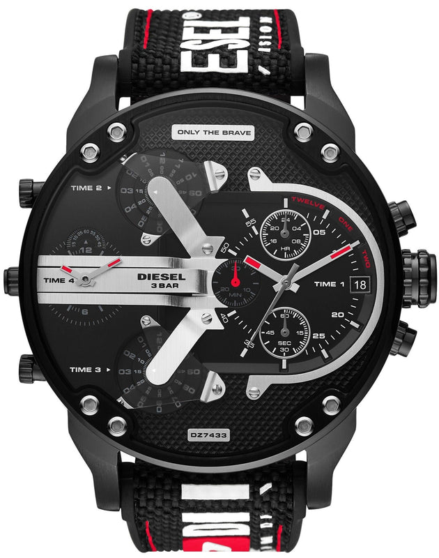 Buy Shop Diesel Mr. Daddy 2.0 Quartz Black Dial Black Nylon Strap Watch For Men - DZ7433 USA Online