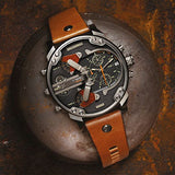 Buy Shop Diesel Mr Daddy 2.0 Chronograph Black Dial Brown Leather Strap Watch For Men - DZ7332 USA Online