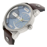 Buy Shop Diesel Mini Daddy LIght Blue Dial Brown Leather Strap Watch For Men - DZ7321 USA Online